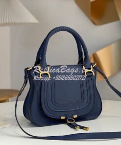 Replica Chloe Marcie Medium Satchel Bag Blue 2