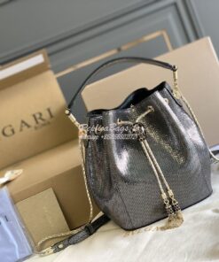 Replica Bvlgari Serpenti Forever Bucket Bag in Onyx Metallic Karung Sn 2