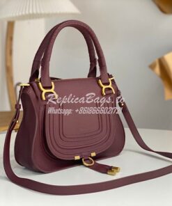 Replica Chloe Marcie Medium Satchel Bag Wine 2