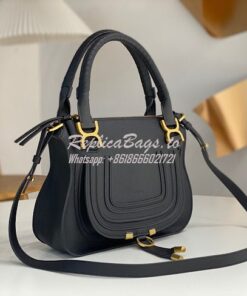 Replica Chloe Marcie Medium Satchel Bag Black 2