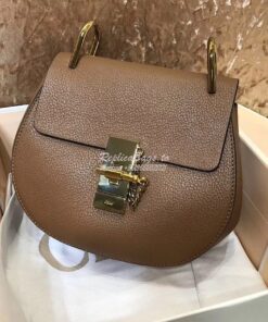 Replica Chloe Drew Shoulder Bag in Grained Lambskin Brown