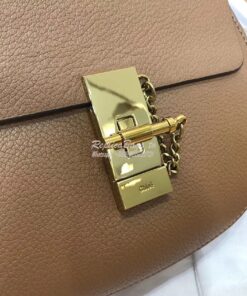 Replica Chloe Drew Shoulder Bag in Grained Lambskin Brown 2