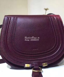 Replica Chloe Mini Marcie Bag in Small Grain Calfskin Wine