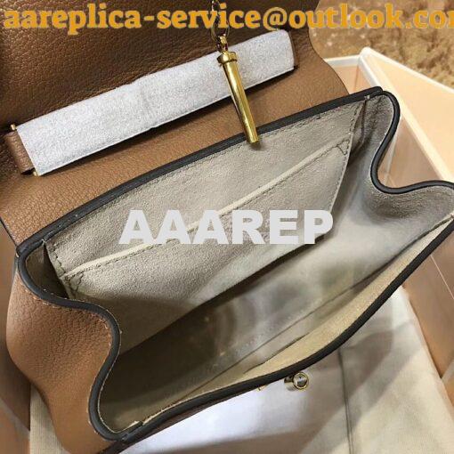 Replica Chloe Drew Shoulder Bag in Grained Lambskin Brown 5