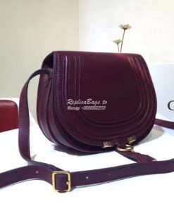 Replica Chloe Mini Marcie Bag in Small Grain Calfskin Wine 2