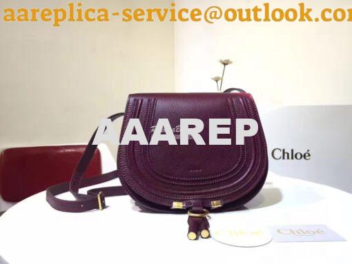 Replica Chloe Mini Marcie Bag in Small Grain Calfskin Wine 3