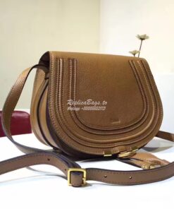 Replica Chloe Mini Marcie Bag in Small Grain Calfskin Brown