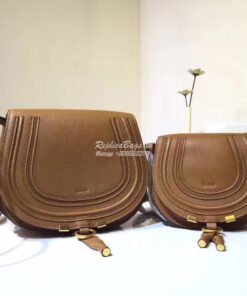 Replica Chloe Mini Marcie Bag in Small Grain Calfskin Brown 2