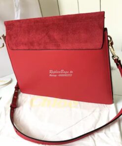 Replica Chloe Faye Shoulder Bag Smooth n Suede Calfskin Red 2