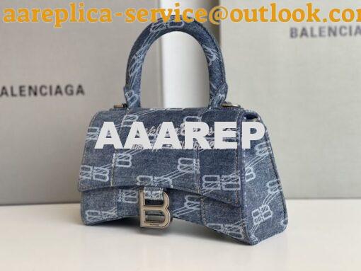 Replica Balenciaga Hourglass Top Handle Bag BB Monogram Bleached Denim 12