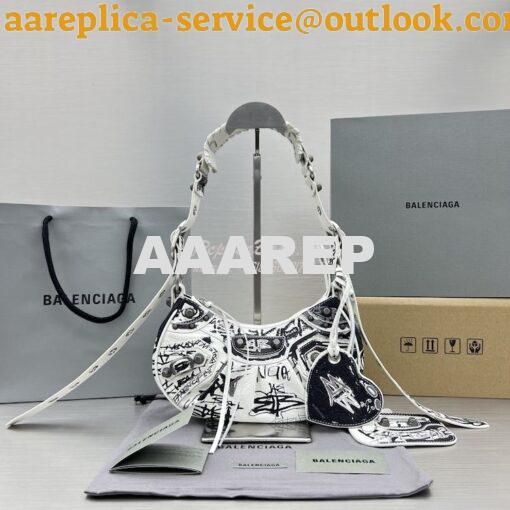 Replica Balenciaga Le Cagole XS Shoulder Bag White And Black Graffiti