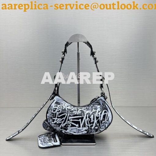 Replica Balenciaga Le Cagole XS Shoulder Bag Black And White Graffiti 7