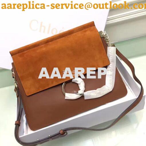 Replica Chloe Faye Shoulder Bag Smooth n Suede Calfskin Brown