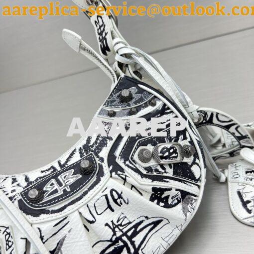 Replica Balenciaga Le Cagole XS Shoulder Bag White And Black Graffiti 6