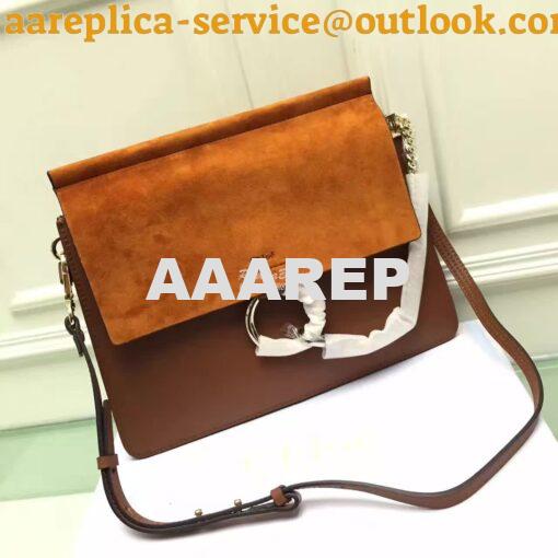 Replica Chloe Faye Shoulder Bag Smooth n Suede Calfskin Brown 2