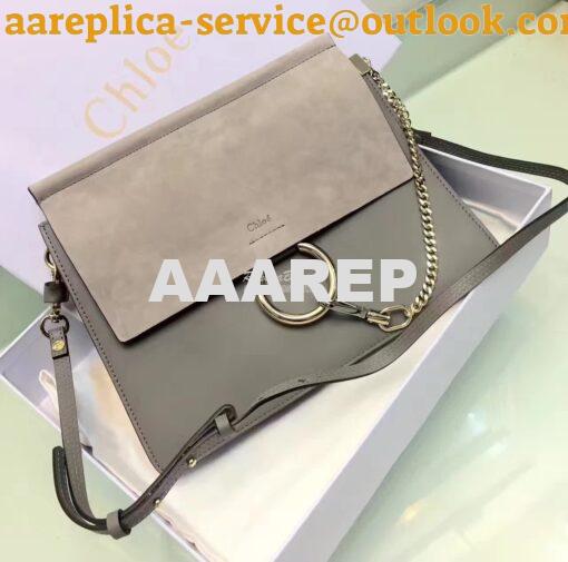 Replica Chloe Faye Shoulder Bag Smooth n Suede Calfskin Grey