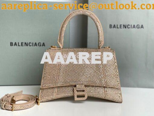 Replica Balenciaga Hourglass Top Handle Bag in Dark Beige Suede Calfsk