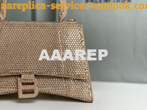 Replica Balenciaga Hourglass Top Handle Bag in Dark Beige Suede Calfsk 2