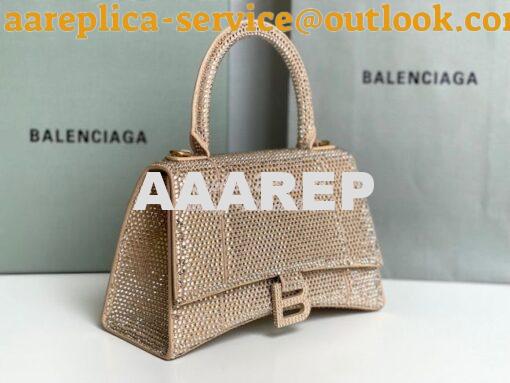 Replica Balenciaga Hourglass Top Handle Bag in Dark Beige Suede Calfsk 4