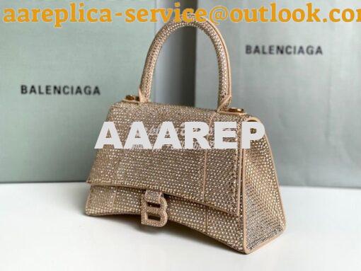 Replica Balenciaga Hourglass Top Handle Bag in Dark Beige Suede Calfsk 5