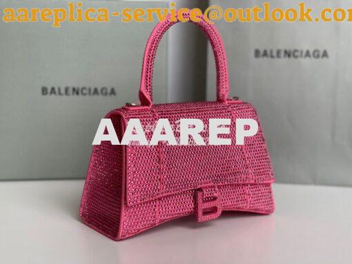 Replica Balenciaga Hourglass Top Handle Bag in Pink Suede Calfskin wit 2