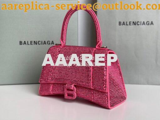 Replica Balenciaga Hourglass Top Handle Bag in Pink Suede Calfskin wit 3