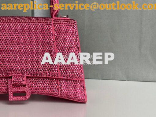 Replica Balenciaga Hourglass Top Handle Bag in Pink Suede Calfskin wit 4