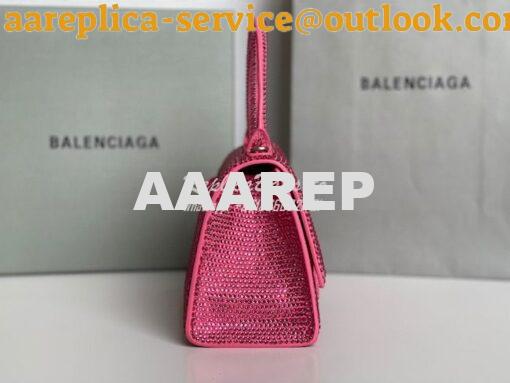 Replica Balenciaga Hourglass Top Handle Bag in Pink Suede Calfskin wit 5