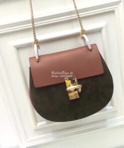 Replica Chloe Drew Shoulder bag Smooth and Suede Calfskin Brown n Gree 2