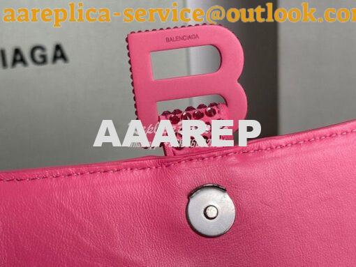 Replica Balenciaga Hourglass Top Handle Bag in Pink Suede Calfskin wit 11