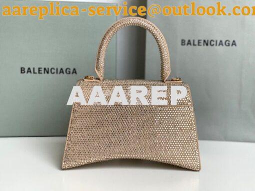 Replica Balenciaga Hourglass Top Handle Bag in Dark Beige Suede Calfsk 13