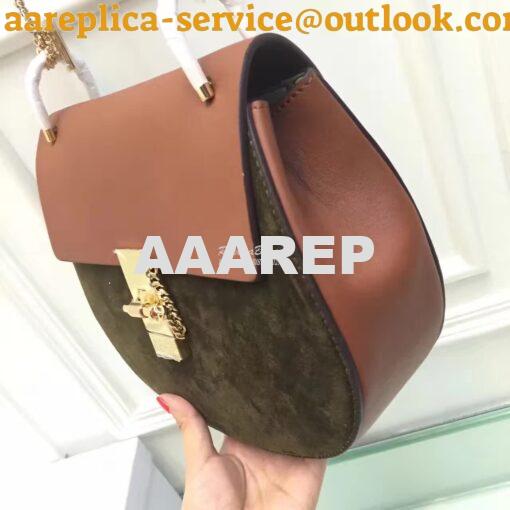 Replica Chloe Drew Shoulder bag Smooth and Suede Calfskin Brown n Gree 3