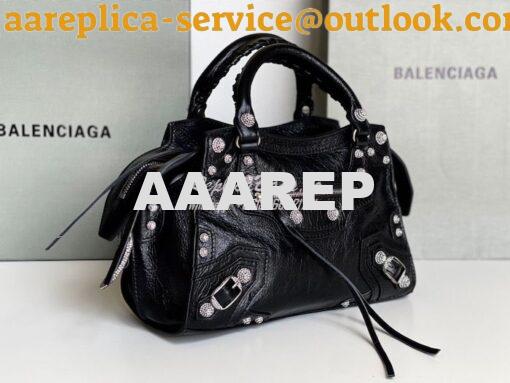 Replica Balenciaga Neo Cagole XS Handbag in Black Arena Lambskin with 2