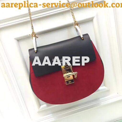 Replica Chloe Drew Shoulder bag Smooth and Suede Calfskin Black n Red 2