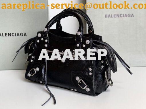 Replica Balenciaga Neo Cagole XS Handbag in Black Arena Lambskin with 3