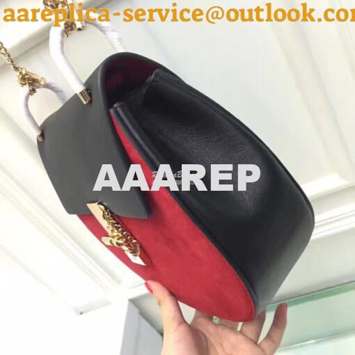 Replica Chloe Drew Shoulder bag Smooth and Suede Calfskin Black n Red 3