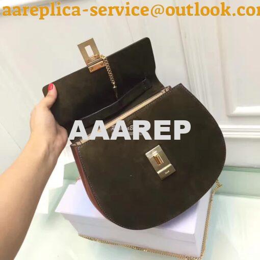 Replica Chloe Drew Shoulder bag Smooth and Suede Calfskin Brown n Gree 8