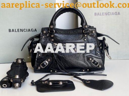 Replica Balenciaga Neo Cagole XS Handbag in Black Arena Lambskin 70094