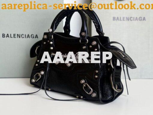 Replica Balenciaga Neo Cagole XS Handbag in Black Arena Lambskin 70094 3