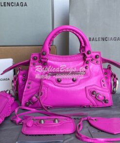 Replica Balenciaga Neo Cagole XS Handbag in Pink Arena Lambskin 700940