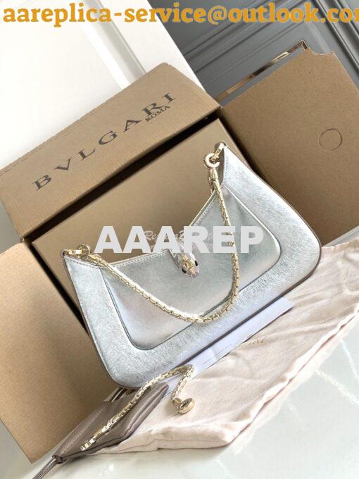 Replica Bvlgari Serpenti Baia Small Shoulder Bag silver Striated calfs 2