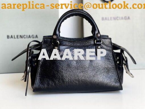 Replica Balenciaga Neo Cagole XS Handbag in Black Arena Lambskin 70094 9