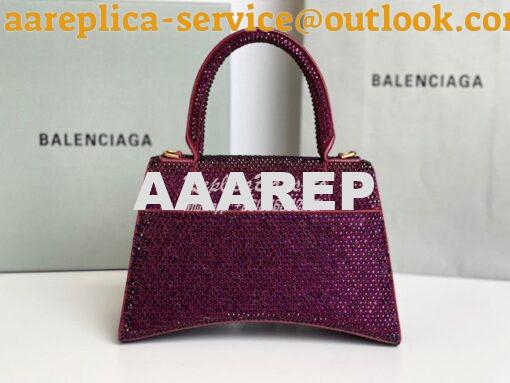 Replica Balenciaga Hourglass Top Handle Bag in Burgundy Suede Calfskin 2