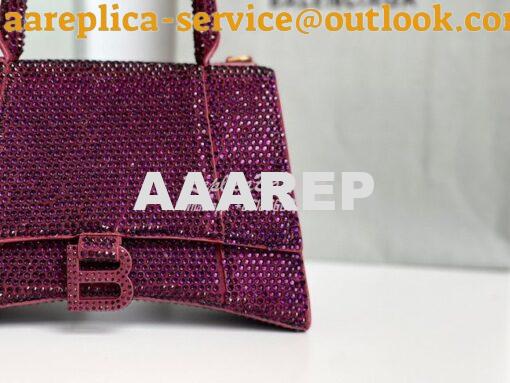 Replica Balenciaga Hourglass Top Handle Bag in Burgundy Suede Calfskin 3