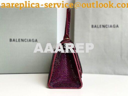 Replica Balenciaga Hourglass Top Handle Bag in Burgundy Suede Calfskin 4