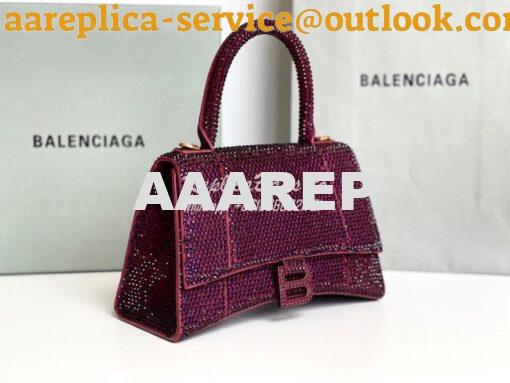 Replica Balenciaga Hourglass Top Handle Bag in Burgundy Suede Calfskin 5