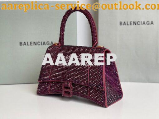 Replica Balenciaga Hourglass Top Handle Bag in Burgundy Suede Calfskin 6