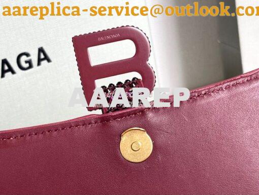 Replica Balenciaga Hourglass Top Handle Bag in Burgundy Suede Calfskin 9