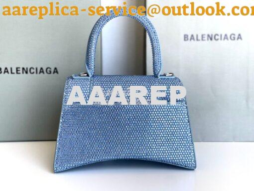 Replica Balenciaga Hourglass Top Handle Bag in Light Blue Suede Calfsk 3