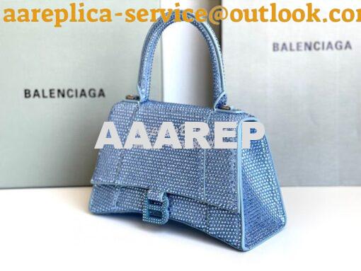 Replica Balenciaga Hourglass Top Handle Bag in Light Blue Suede Calfsk 6